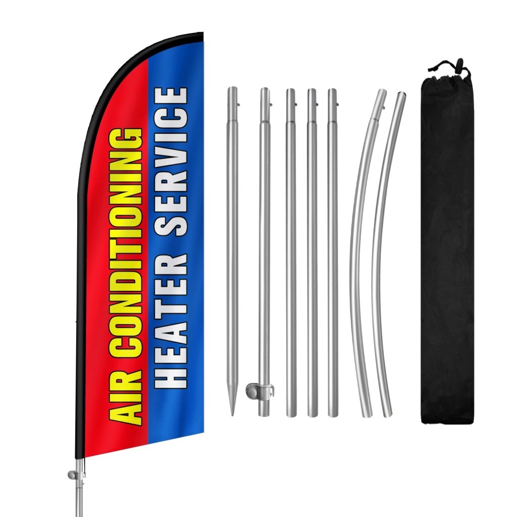 8F Air Condi Heater Serv Feather Flag with Stainless Steel Pole Kit(2m flag set)